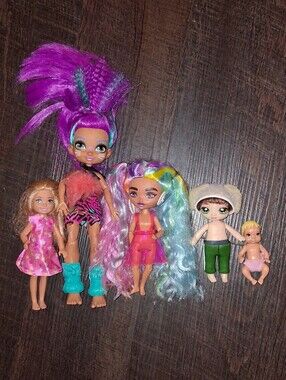 Barbie Dolls with Bright Purple & Pastel Rainbow Hair - Mixed Fashion Set